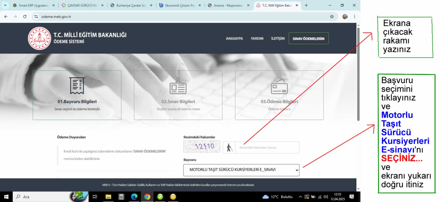 E-sınav ücreti kredi kartı ile nasıl yatırılır
